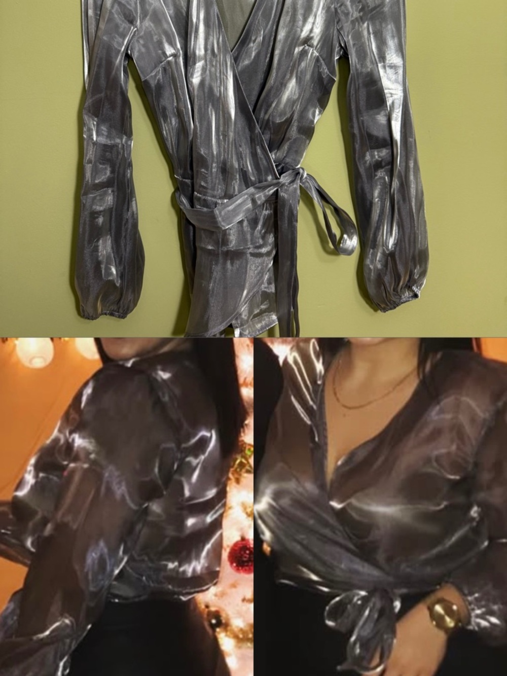 INC International Concepts Silver Metallic Top